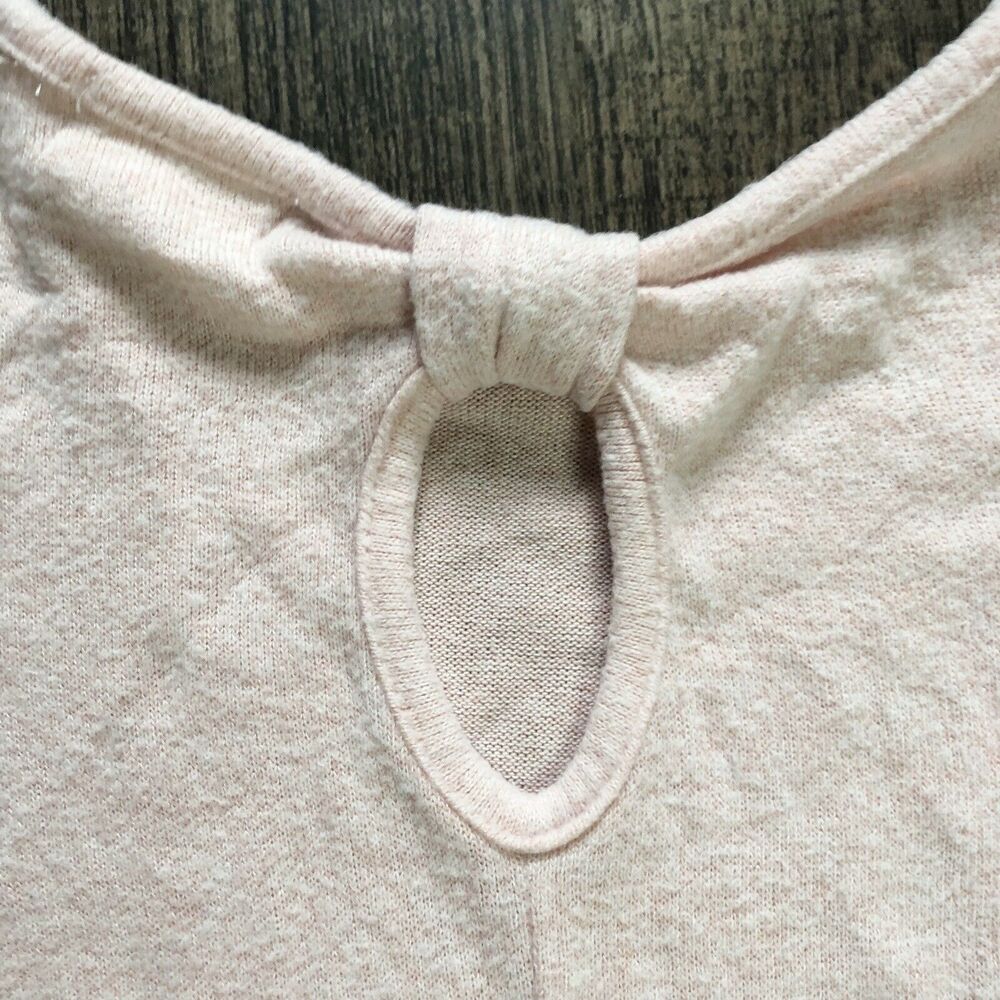 Btween Girls Size 7 Blush Pink Long Tie Sleeve Keyhole Back Tunic Sweater Shirt - Picture 4 of 7
